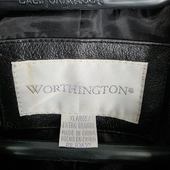 Womens Worthington Black Leather Jacket Full Zip Front & Tailored Fit Size M - Picture 2 of 6